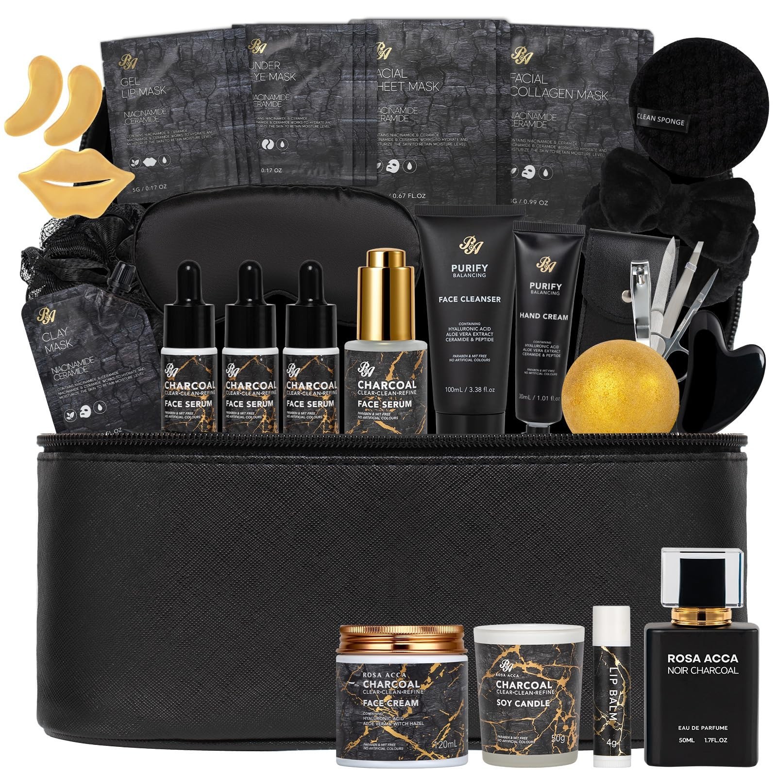 33 Pcs Mother’s Day Gift, Charcoal Hydrating Skin Care Gift Set for Women & M…