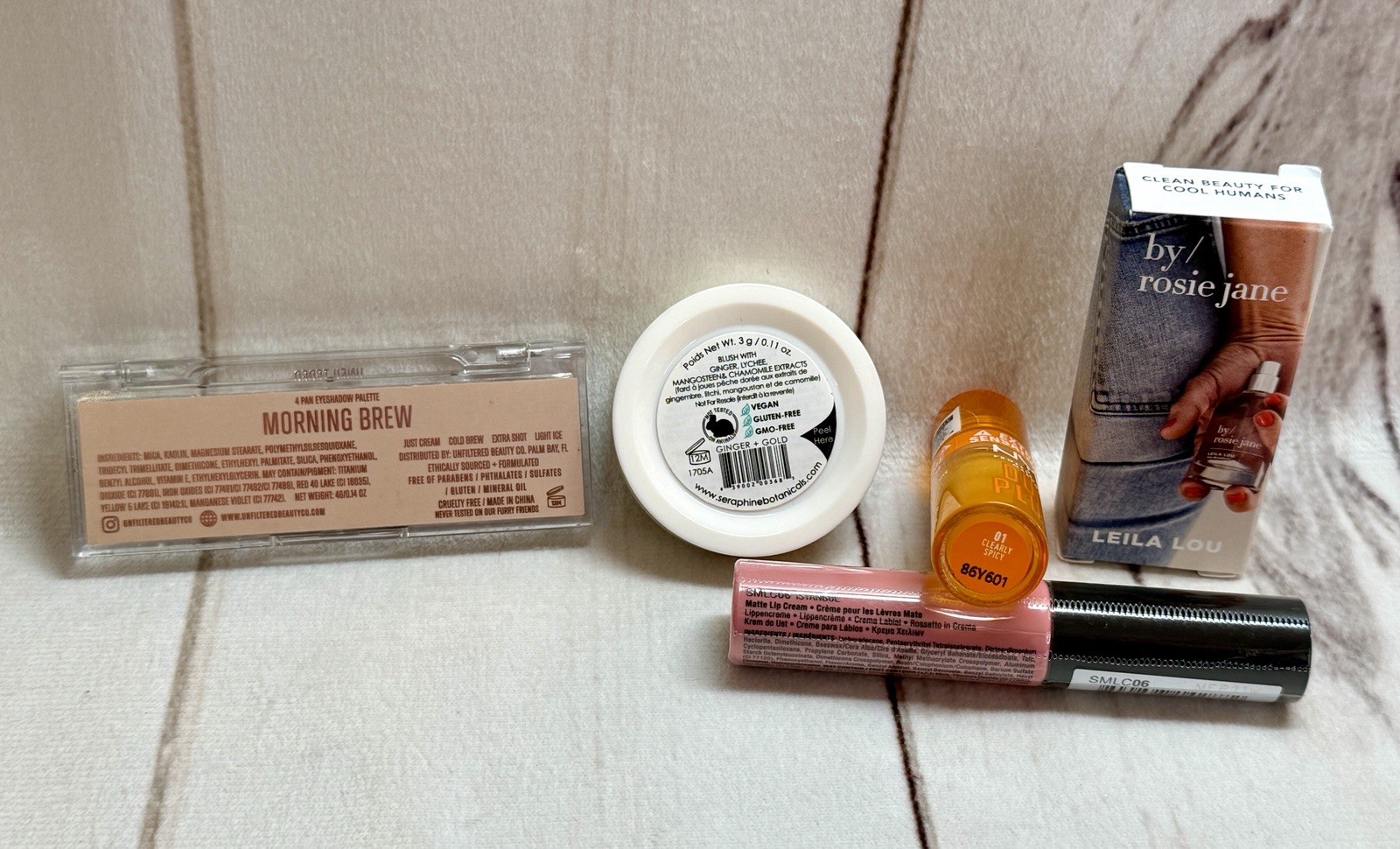 x5 Lot New Makeup NYX Plump Lip, Rosie Jane Perfume Ipsy Blush Eyeshadow Palette