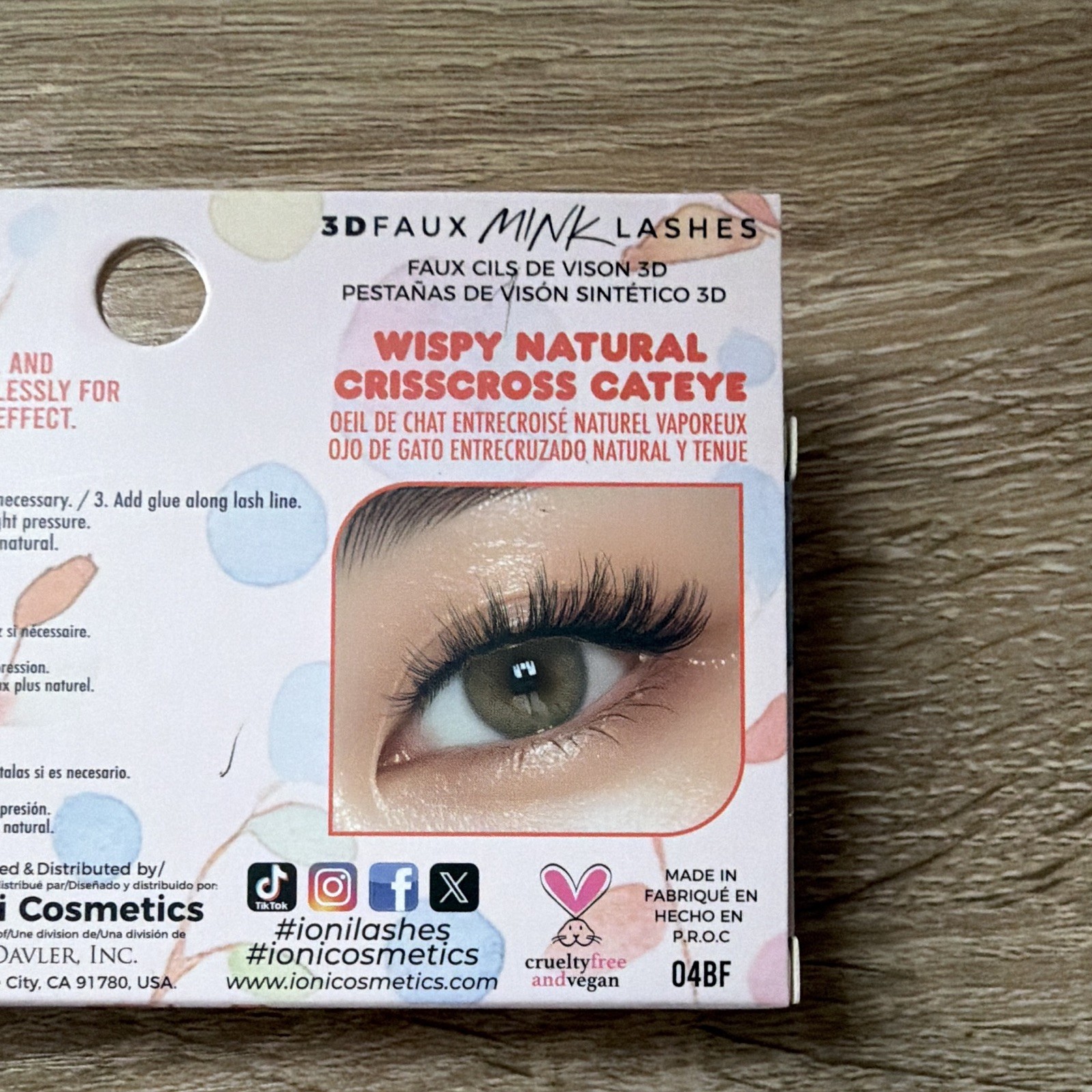 ioni 3D Faux Mink Strip Lashes Clear Band Handmade Wispy Natural Cat Eye
