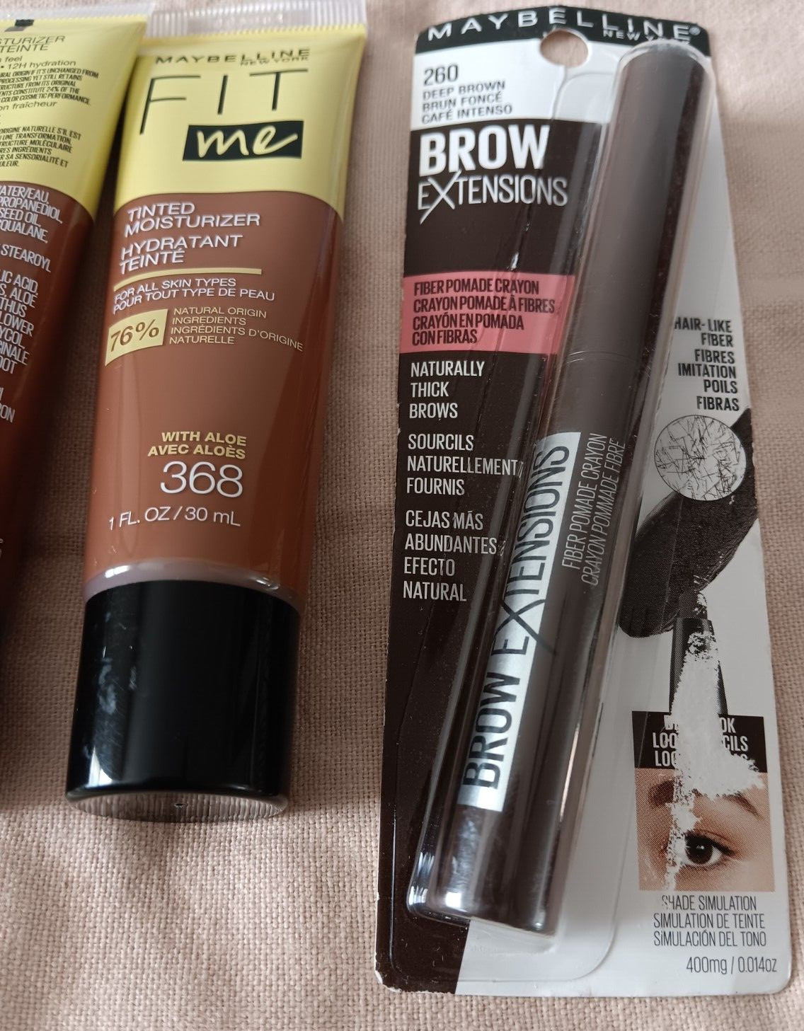 Maybelline Fit Me Tinted Moisturizer #368 Brow Extensions #260 Deep Brown Crayon