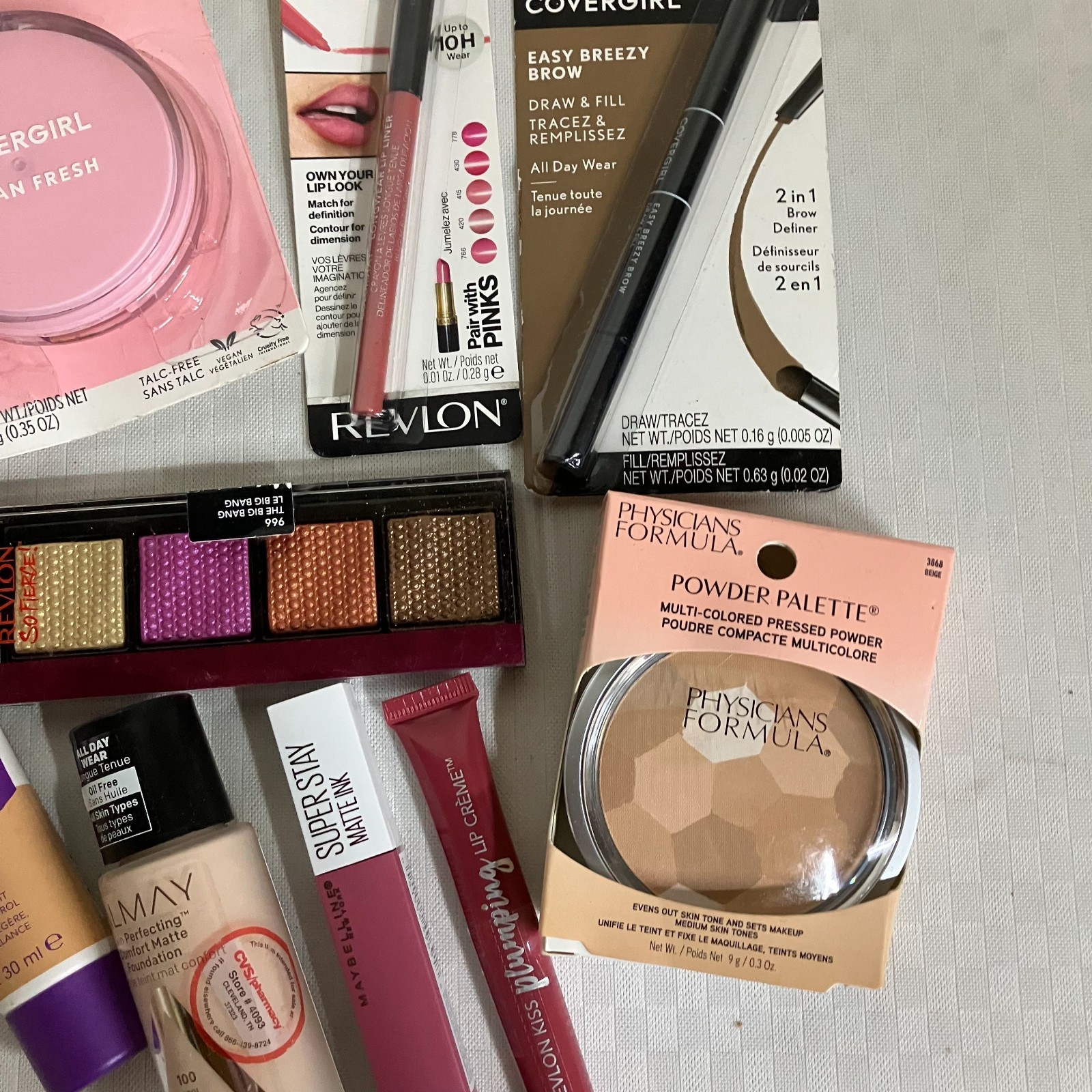 Cover Girl Rimmel Maybelline PF Almay Full Set 10-Piece Makeup Kit Revlon New