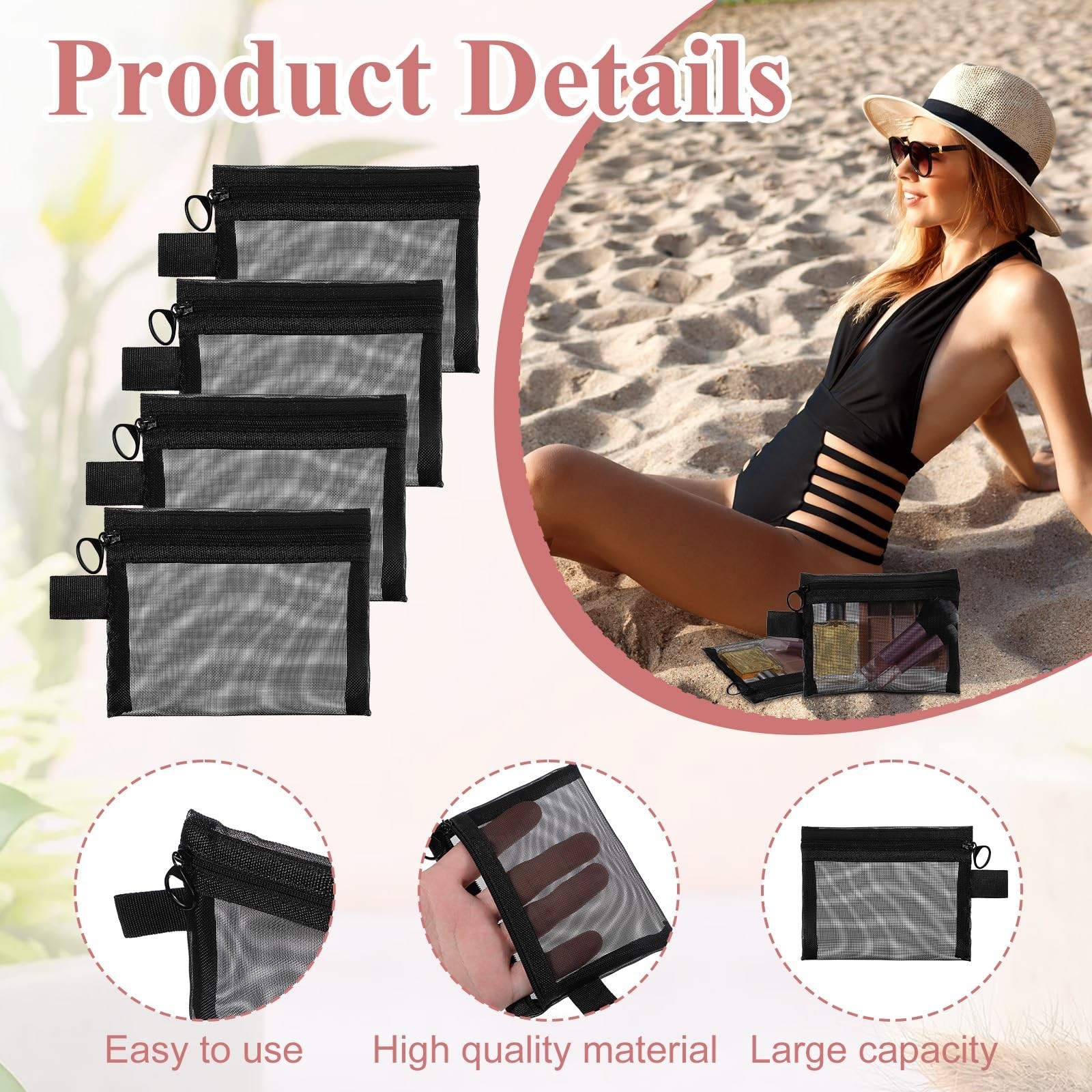 30 Pack Mini Zipper Mesh Bags 5 x 4 Inch Nylon Makeup Organizer Portable Trav…