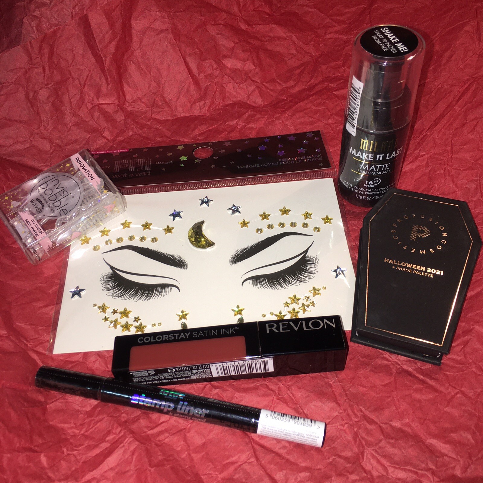Halloween Sparkly Makeup WET N WILD GEM FACE MASK /REVLON LIP EYES LOT /New