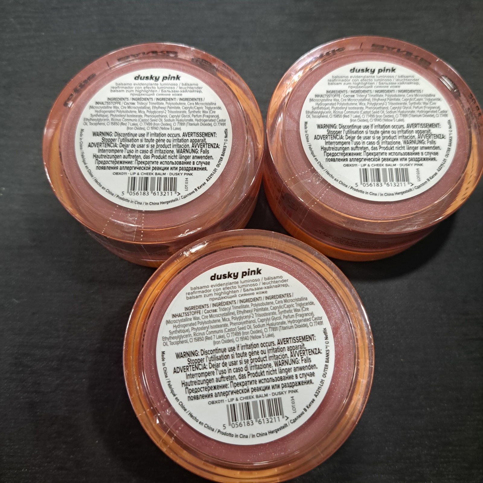 Lot Of 3 OUTER BANKS × Lottie Lip Cheek Balm Kookproof DUSTY PINK Multi-purpose