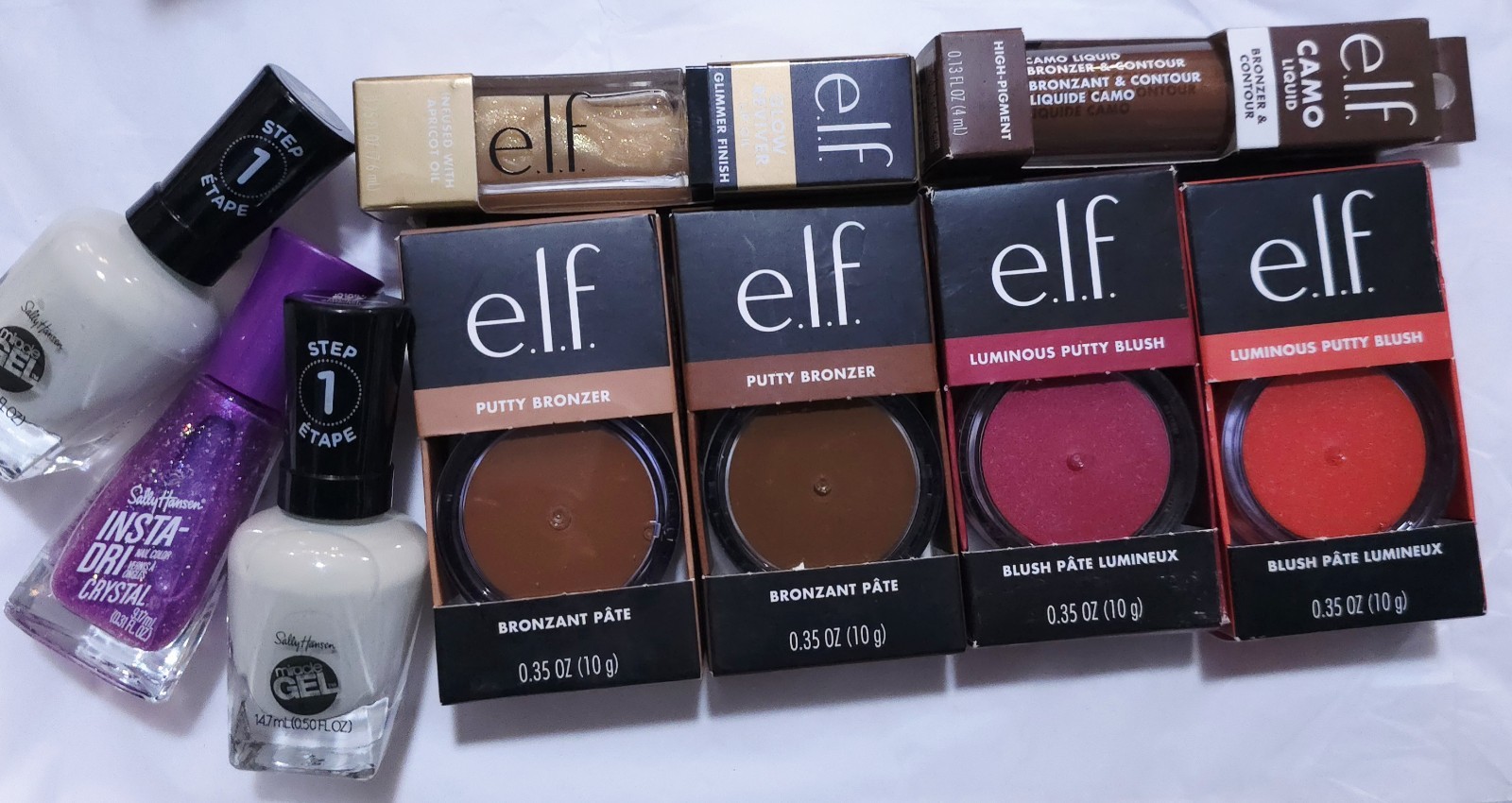 ​e.l.f. Makeup Bundle Putty Bronzer Luminous Blush Liquid Contour Lip Oil…