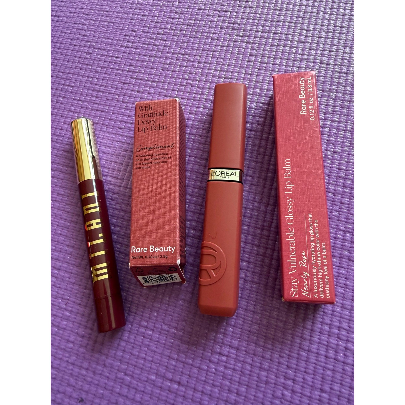 Makeup Lot Rare Beauty, Loreal, Milani, Lip Balm NEW Makeup Bundle Full Size