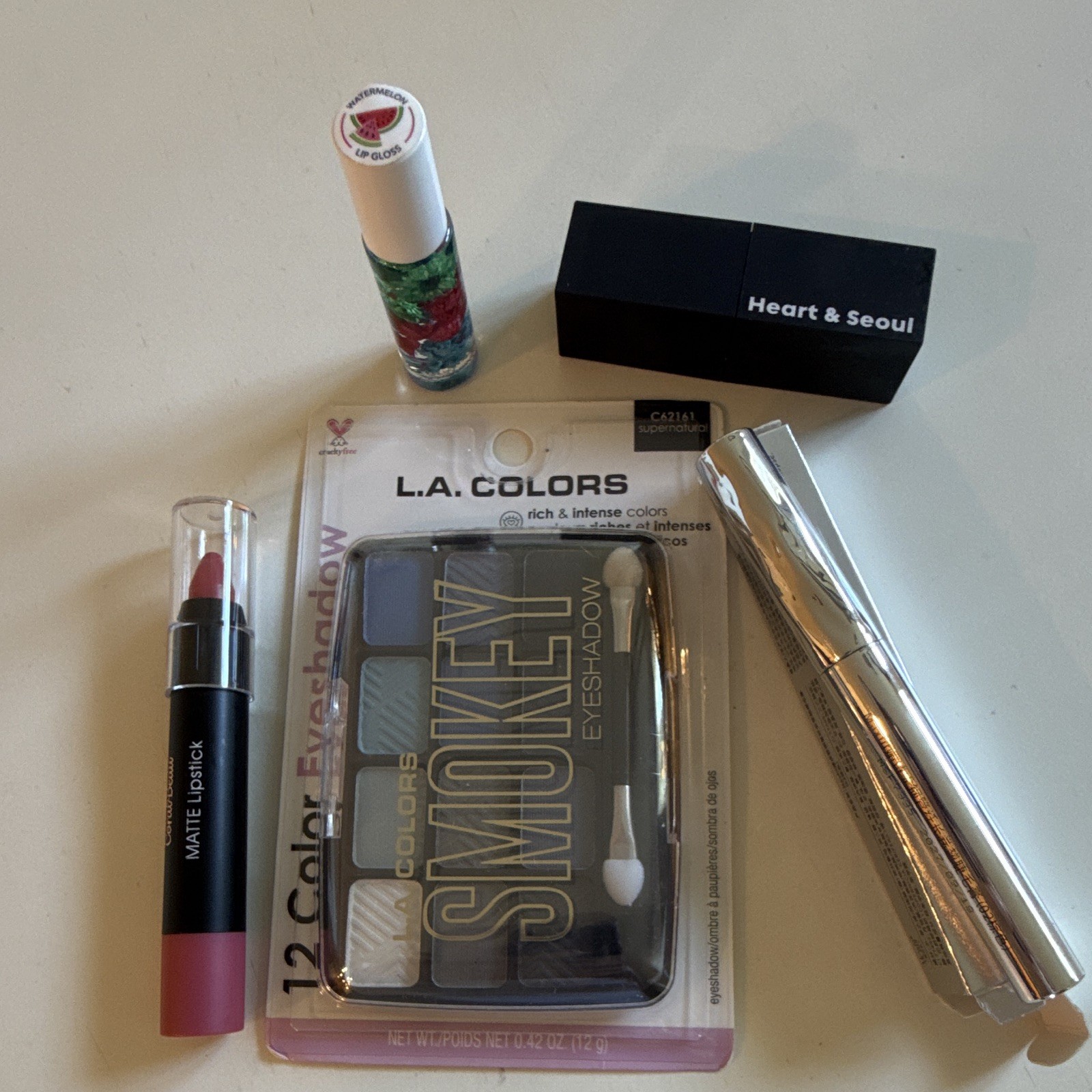 Assorted L.A. Colors Smokey Eyeshadow Palette + Heart & Seoul Matte Lip Lot