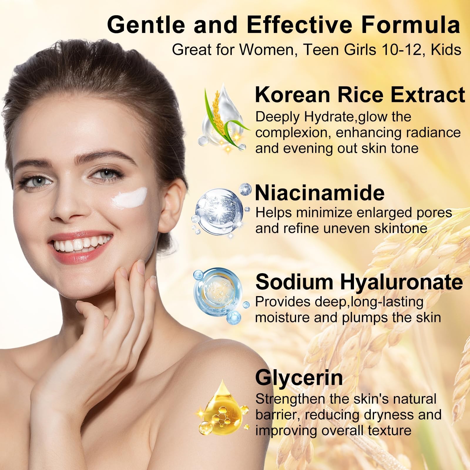 Skin Care Set,7Pcs Women Teen Glass Skincare w/Korean Rice Extract,Hydrate Gl…