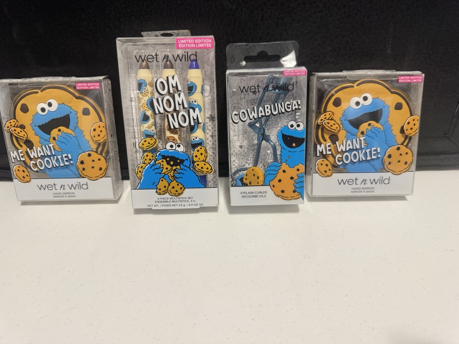 Set of 4 Wet n Wild Sesame Street Cookie Monster Limited Edition Makeup Sets