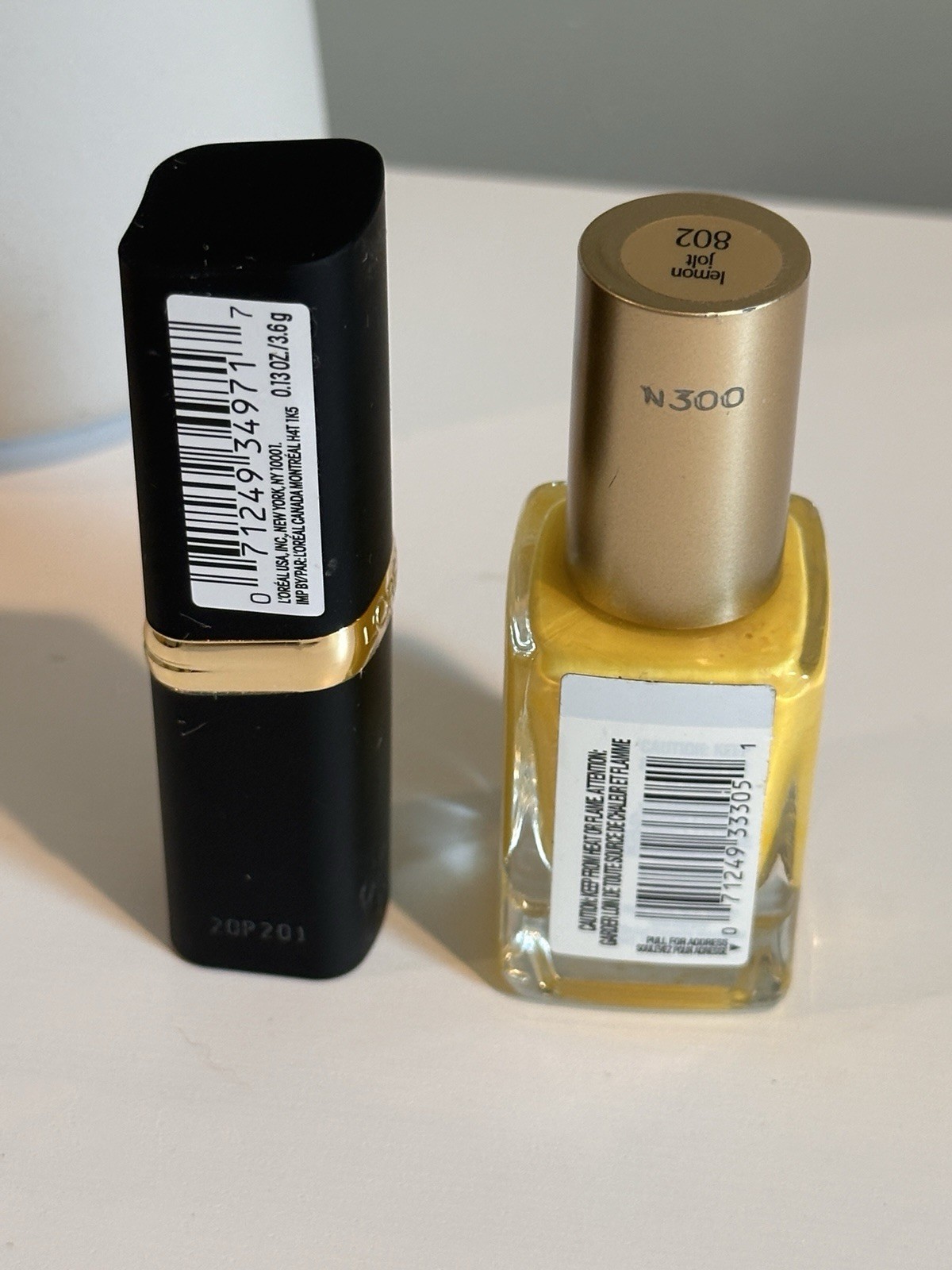 L’Oreal Cosmetics Lot Lip & Nail Matte-Caron Lipstick 800 Lemon Jolt Polish 802