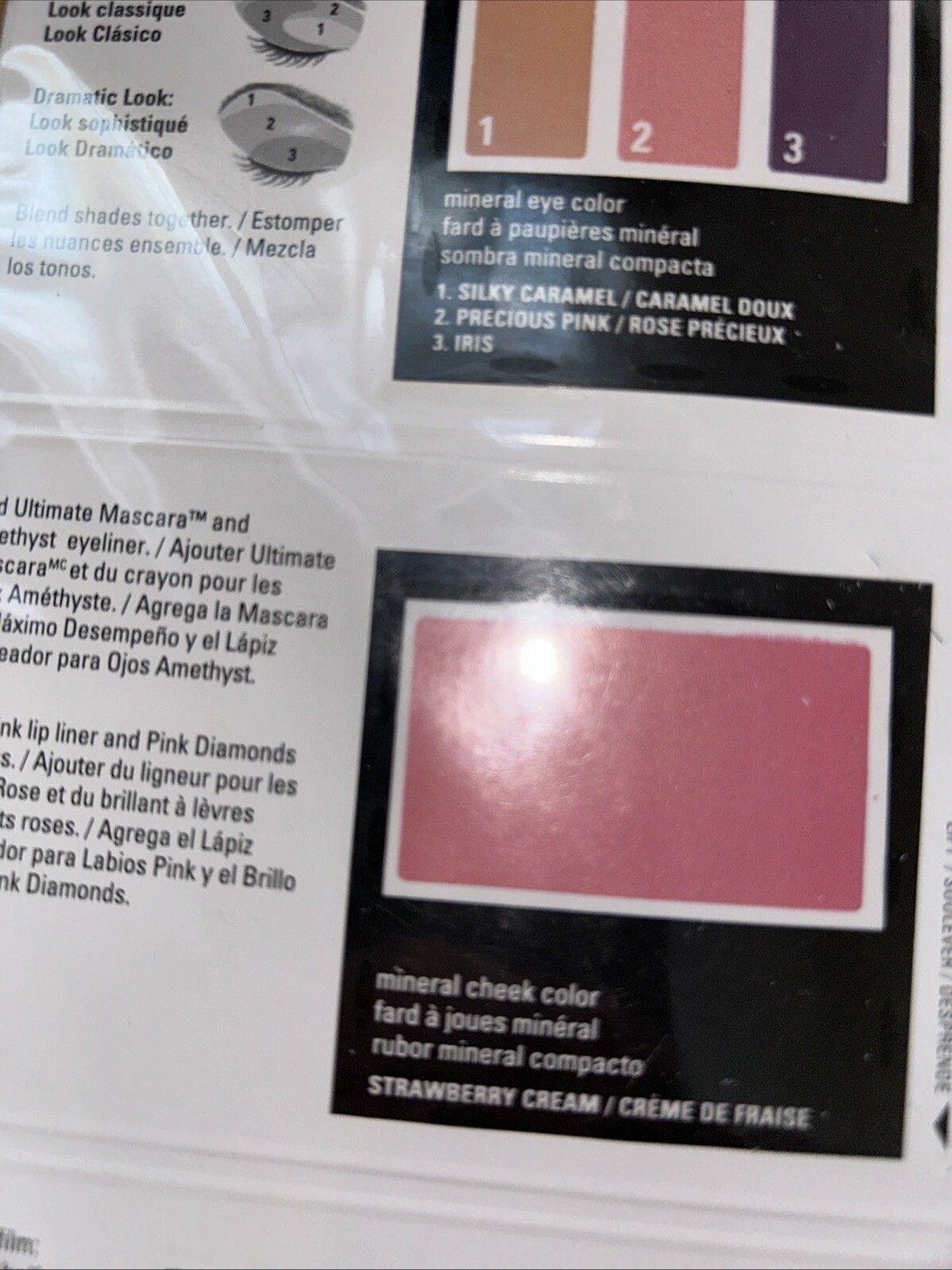 Mary Kay color cord sample sheets 1 Pack 5 Sheets Silky Caramel,precious pink,