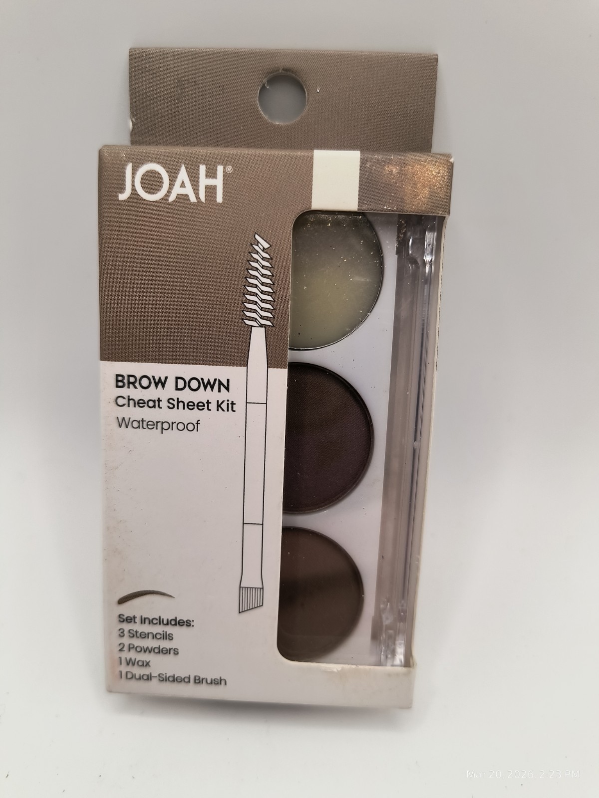 Joah Brow Down Cheat Sheet Kit Waterproof JBK 01 Soft Brown Stencil Wax Powder