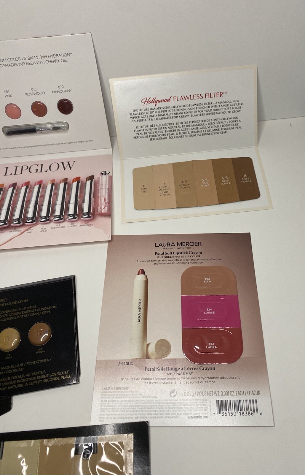 10 Pcs Beauty Makeup Skin Samples Dior Tilbury Armani Lancome Clarins FREE BONUS