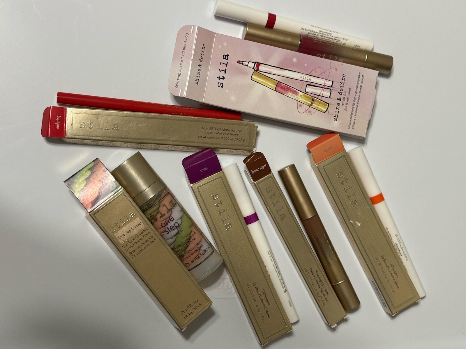 Stila Makeup Bundle Lot Lippies & One Step Correct