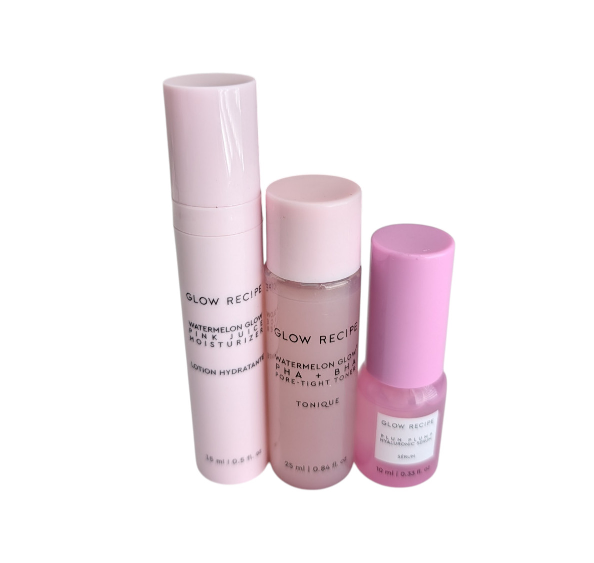 GLOW RECIPE Skincare Lot of 3 Serum Toner Lotion Travel/Sample Size 10ml-25ml