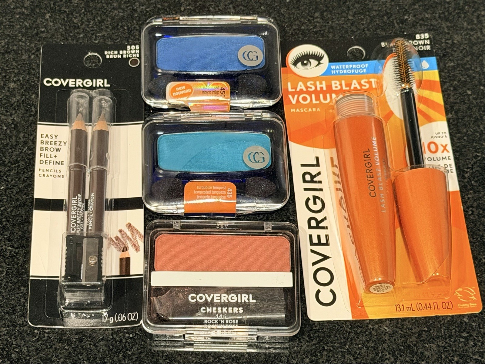 Y2K CoverGirl Makeup Lot 5 Sealed Discontinued Mascara Blue Shadow Blush Eyebrow