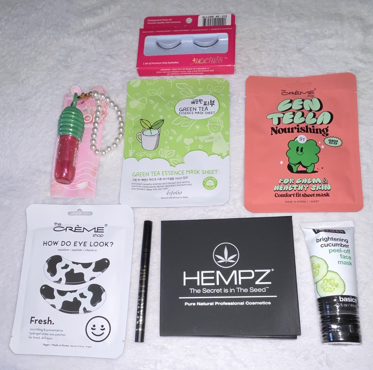 Beauty Lot: Hempz Palette, Crème Shop Masks, Allure AP-215 Lashes, lip gloss