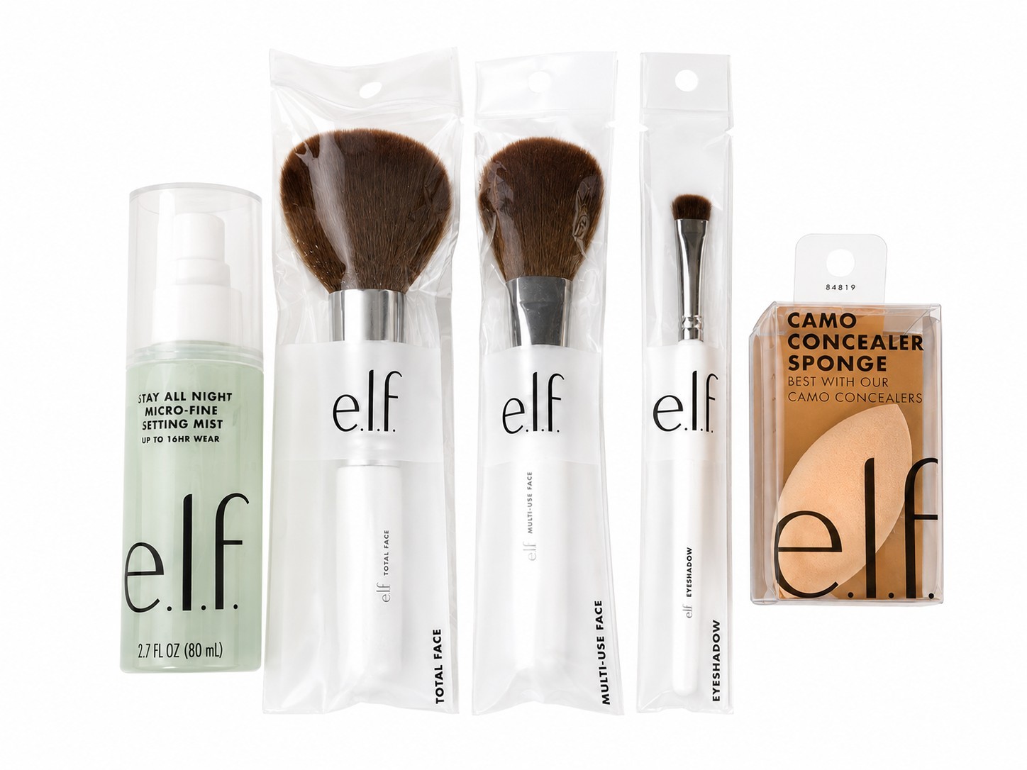 e.l.f. Makeup Bundle Setting Spray Brushes Camo Concealer Sponge Lot of 5 New