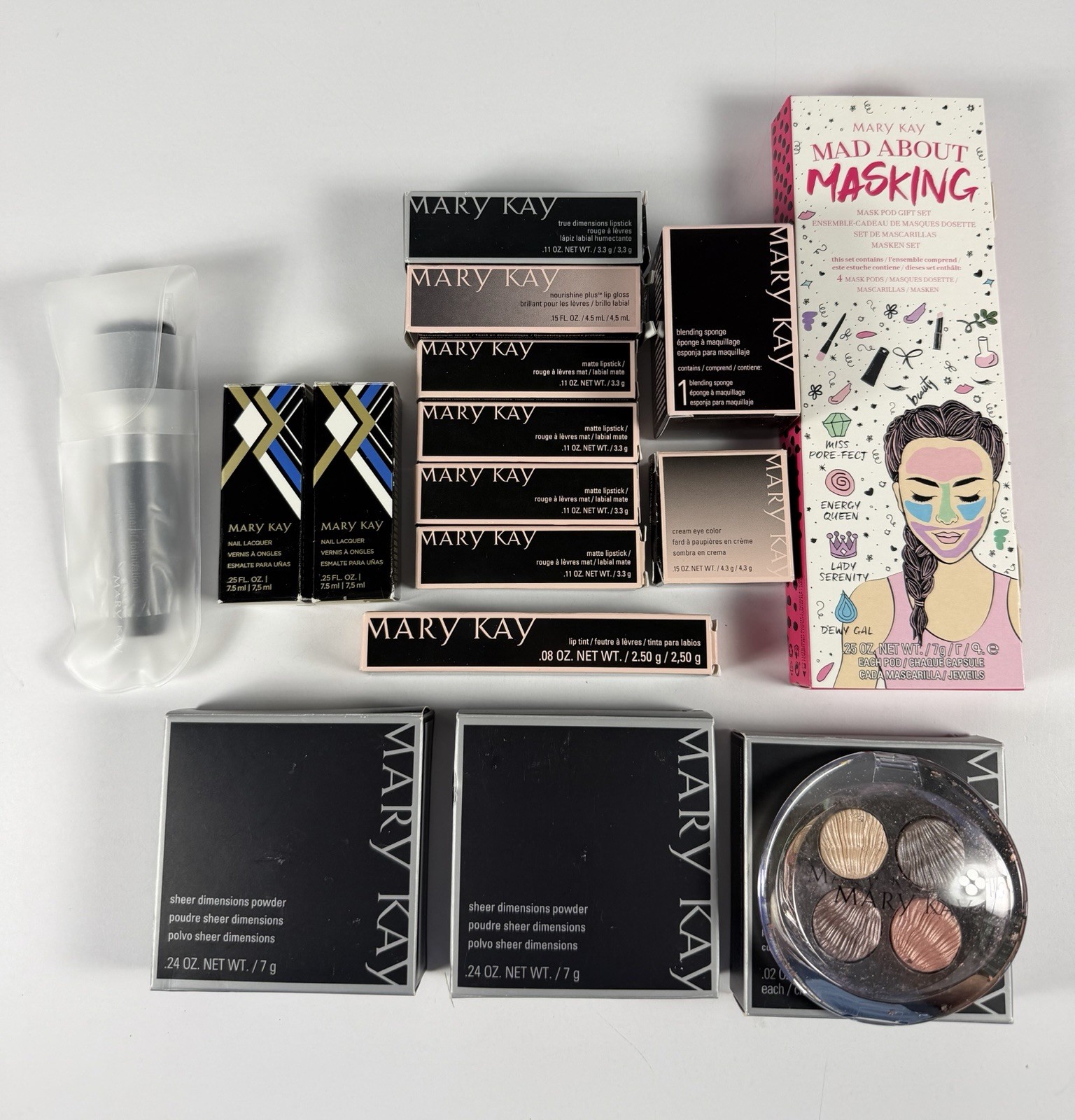 Lot of 16 Mary Kay Products – Matte Lipstick, Powder, Nail Lacquer, Cream – NOS