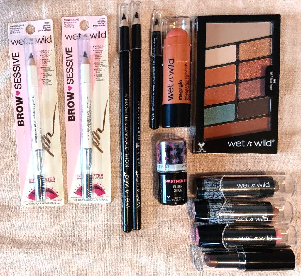 Wet n Wild Lot Medium Brown Brow Sessive Eye Pencil Eyeshadow Blush Lipstick