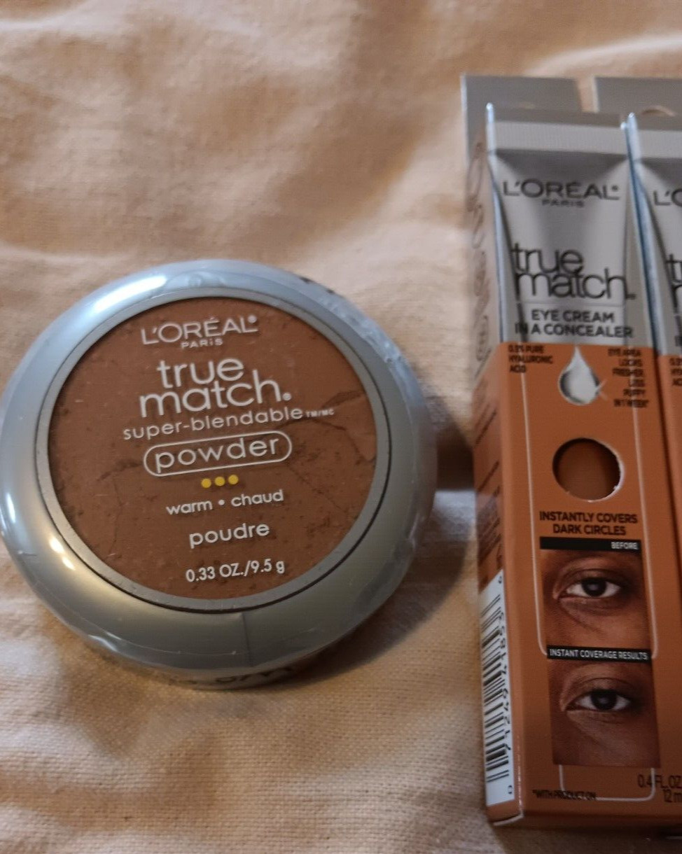 L’Oreal Paris True Match W 7-8 Eye Cream Concealer W8 Warm Creme Cafe Powder Lot