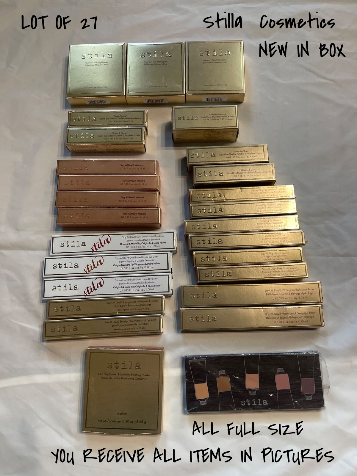 Stila Cosmetics Full-Size Luxury Makeup Set: Lip, Eye & Face – 27 New Items