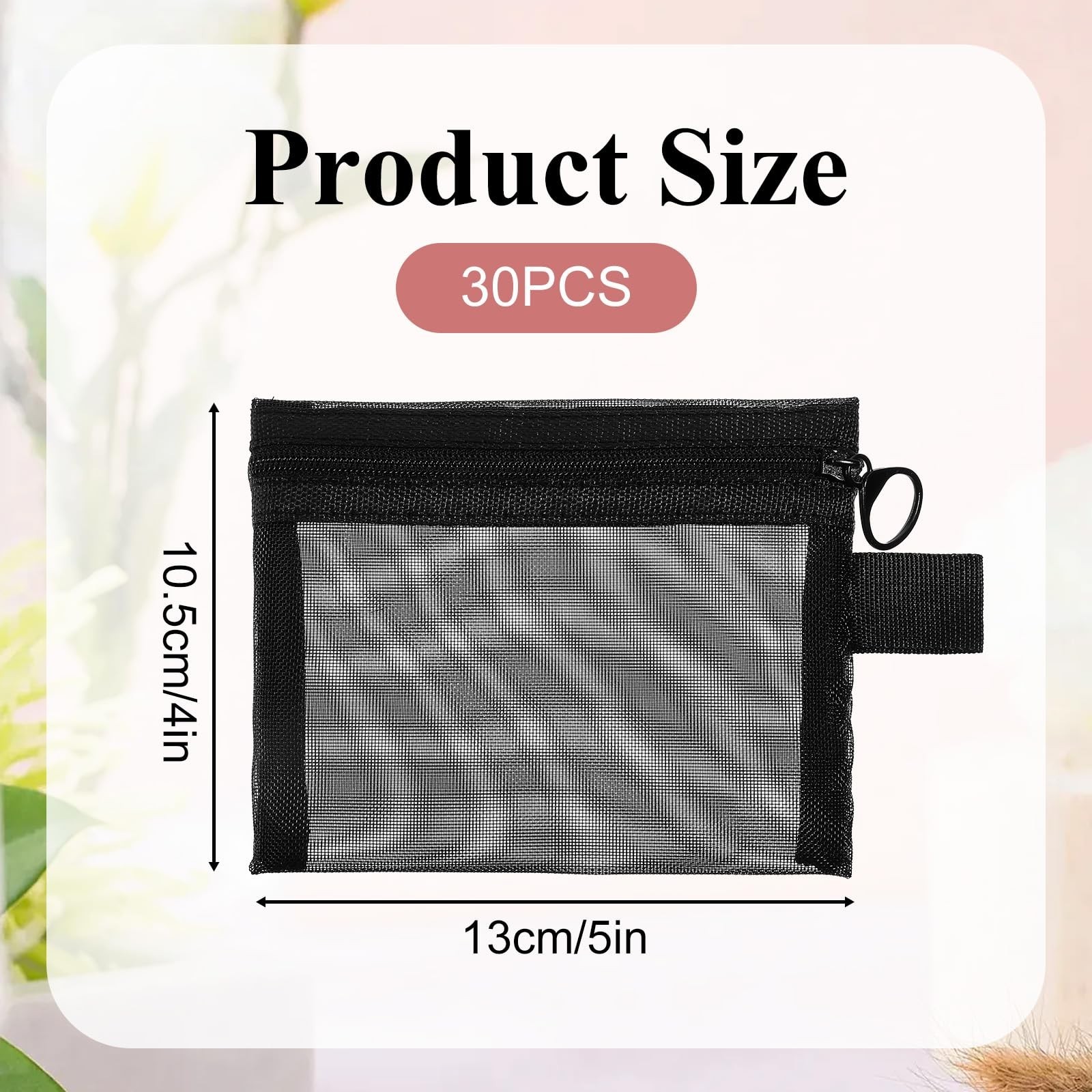 30 Pack Mini Zipper Mesh Bags 5 x 4 Inch Nylon Makeup Organizer Portable Trav…