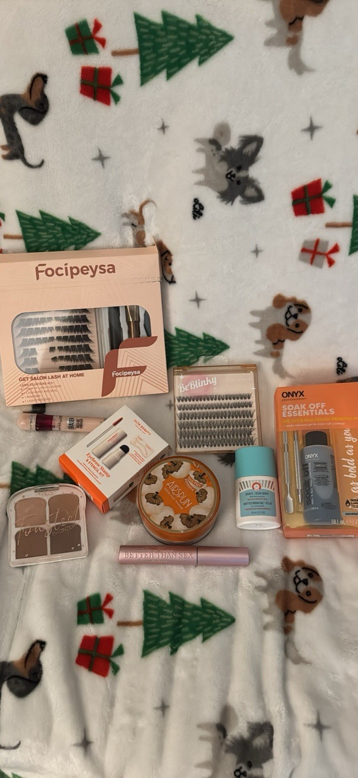 Assorted Full Size Makeup & Beauty Lot False Lashes Eyeshadow Bronzer Nail Kit