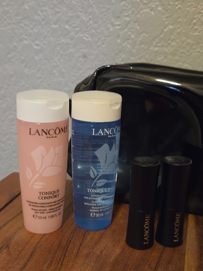 NEW Lancôme Gift Set Lot 8pc Black Rose Makeup Bag