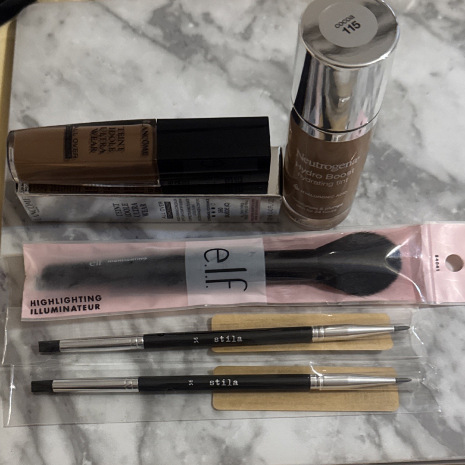 Lancôme, Neutrogena, e.l.f., stila Makeup Lot Hydrating Full Size, Tint, Brushes