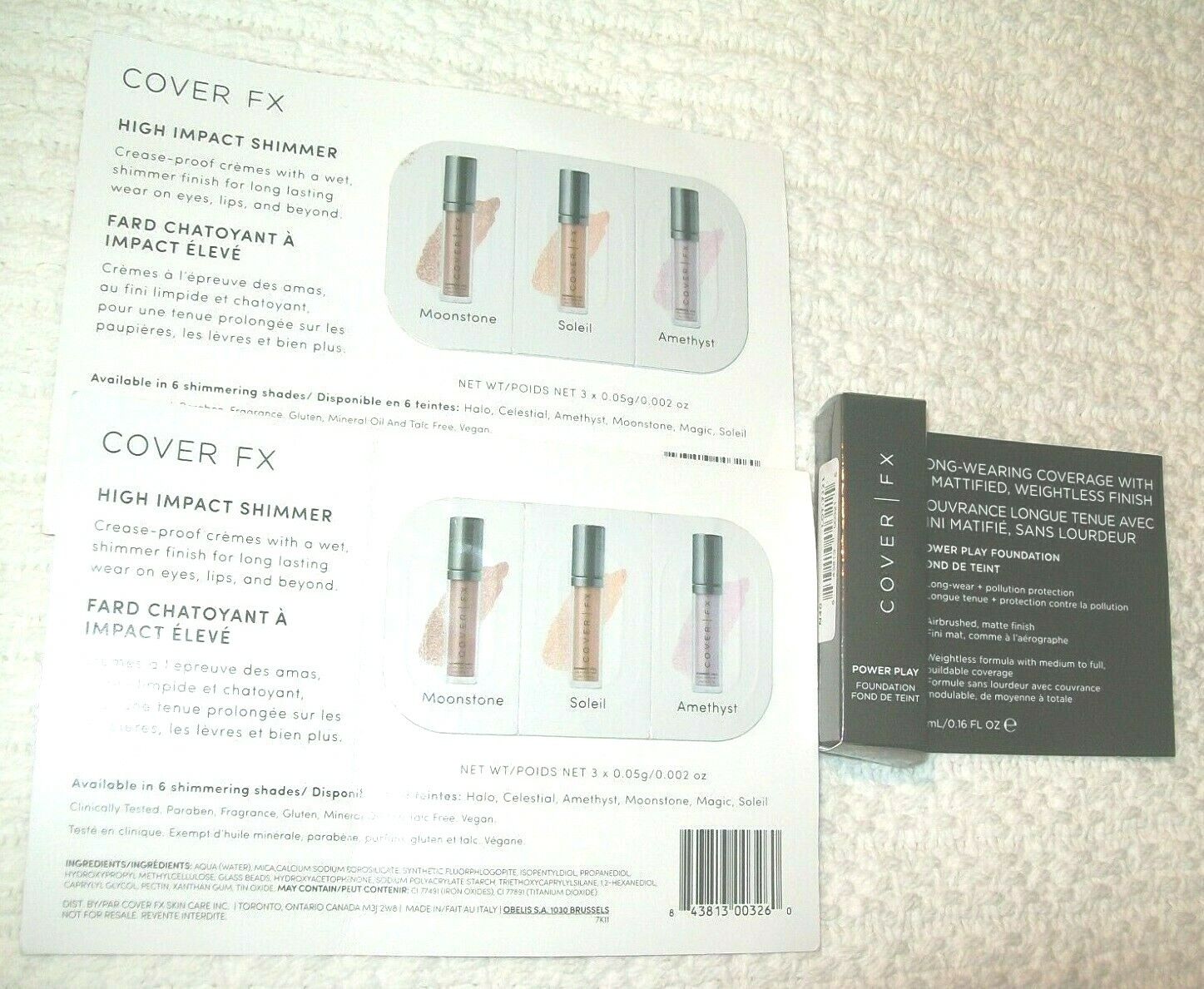 Cover FX Power Play N40 Moonstone Soleil Amethyst Shimmer Veil Travel Sample Sz