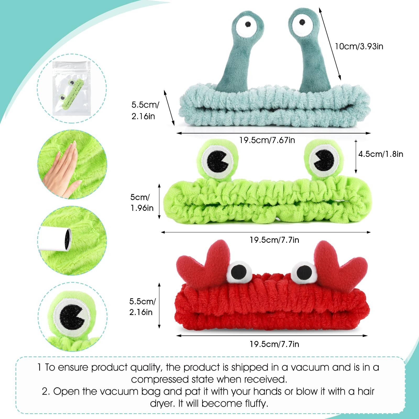 3 Pieces Face Wash Hairband Spa Headband Facial Makeup Hair Band Skincare Hea…