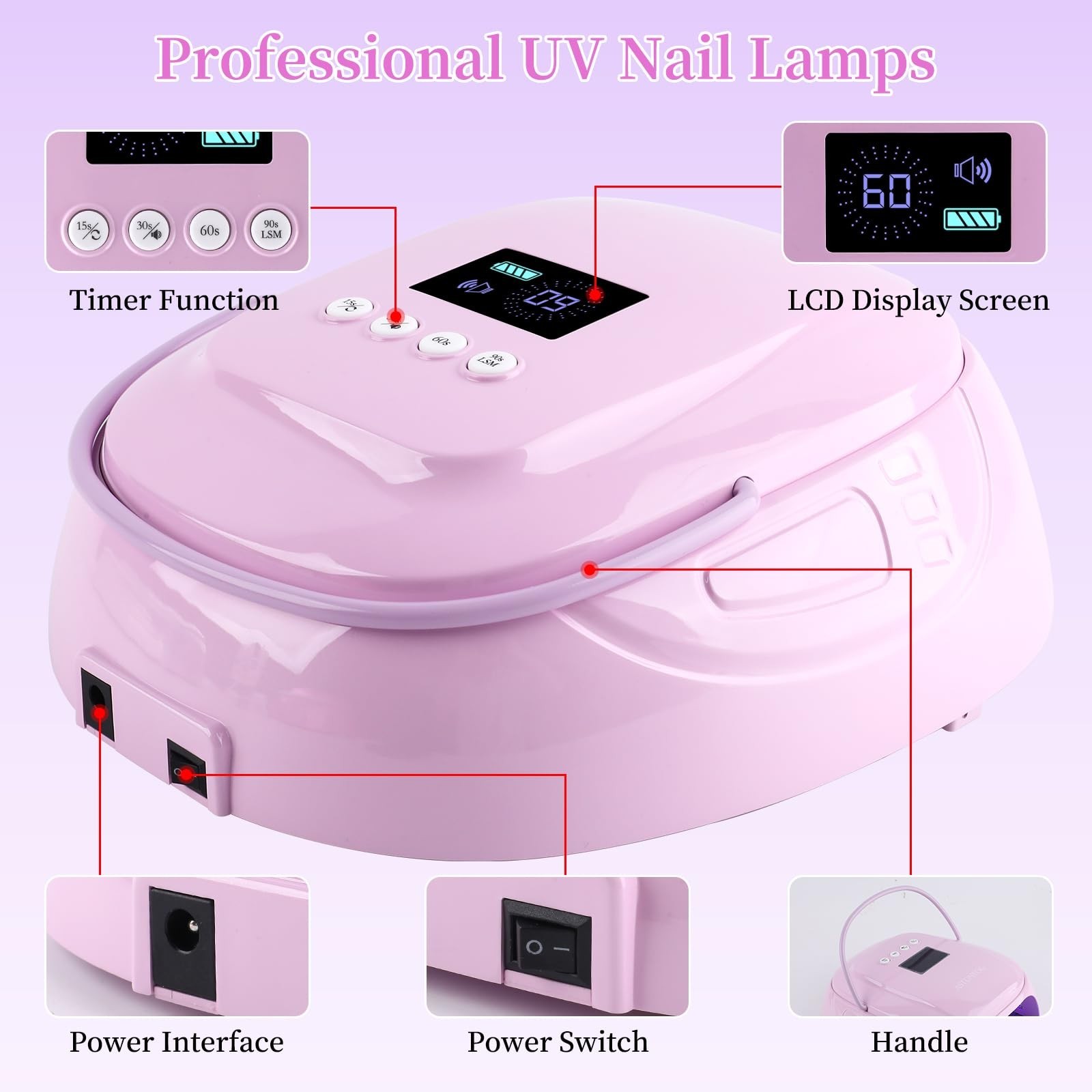 126W Rechargeable UV LED Nail Lamp, Portable Cordless Nail Dryer with Auto Se…