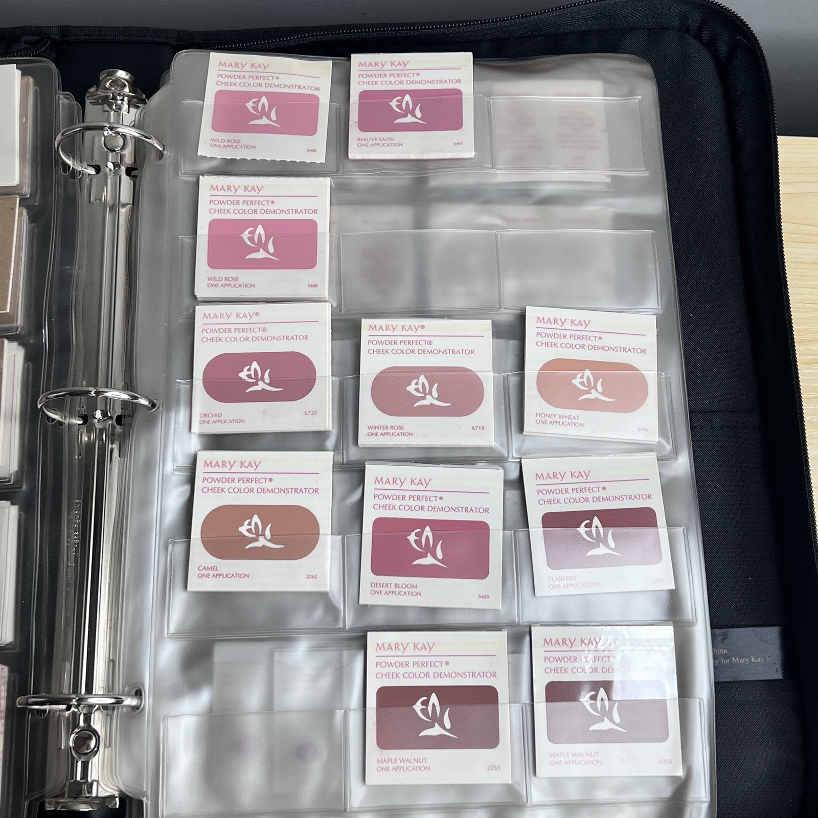 Mary Kay Samples-Foundation, Eye Colors, Cheek Colors, Lipstick in Zipper Binder