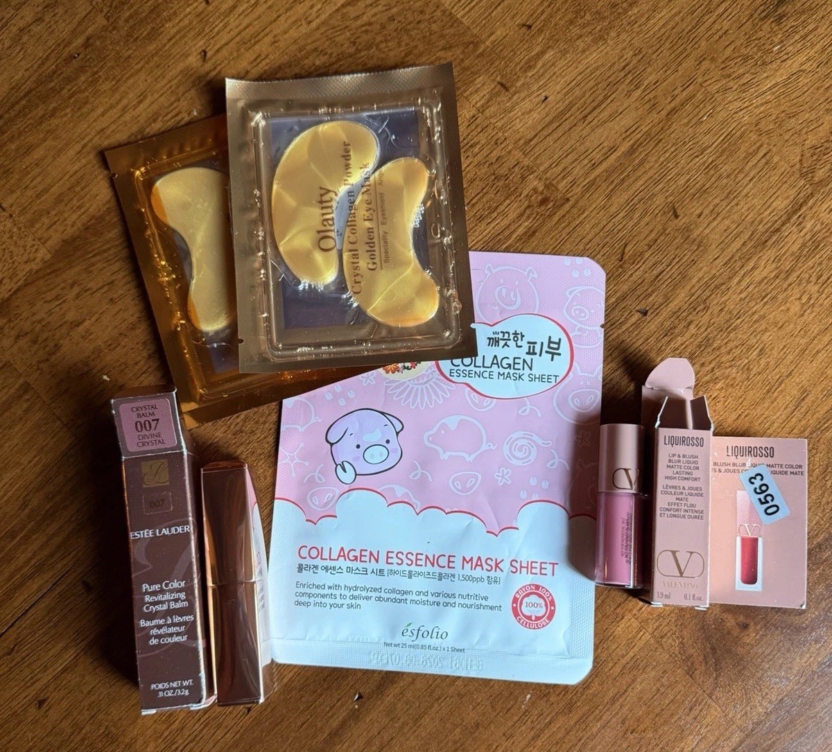 Valentino Pink Gloss Estée Lauder Lipstick Face Eye Mask Skincare Makeup Bundle