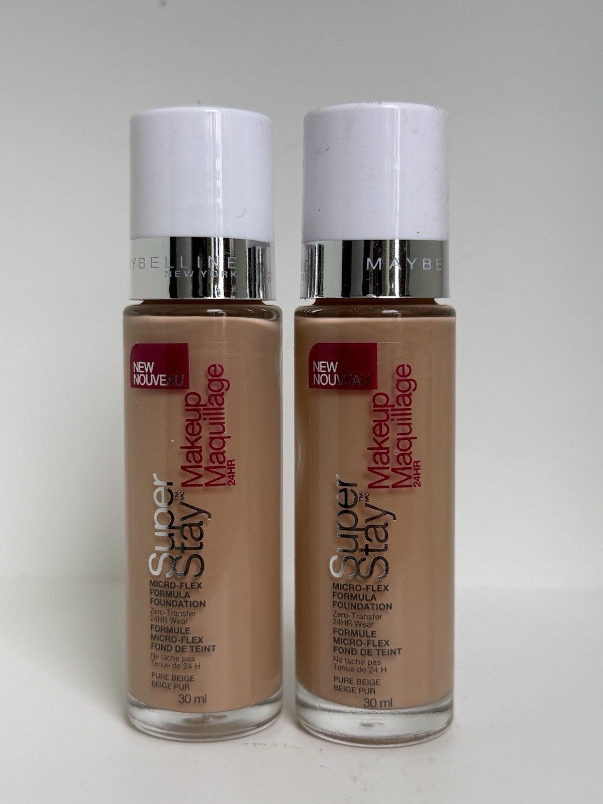 2 x Maybelline New York Super Stay Micro Flex Formula 24 hr PURE BEIGE