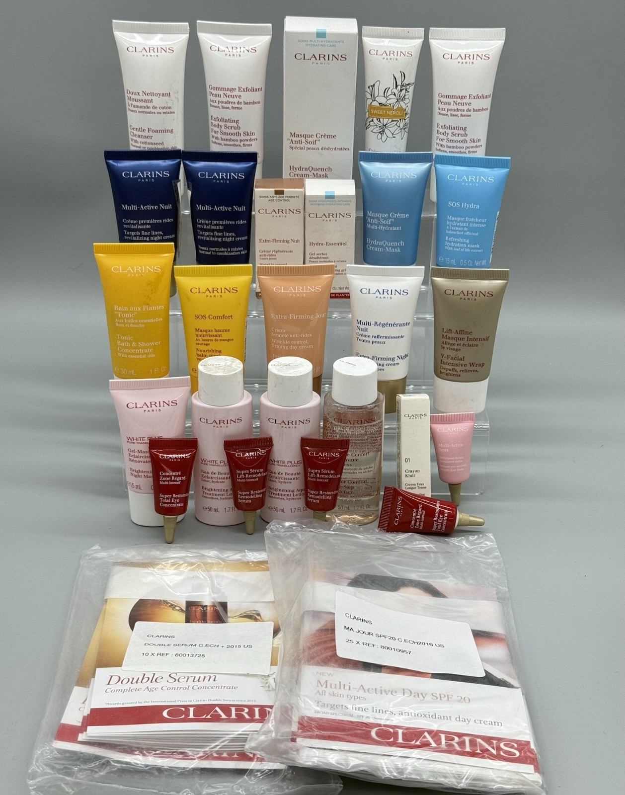 AMAZON WHOLESALE LOT OF 61 MIXED/ASSORTED CLARINS PARIS BEAUTY PRODUCTS
