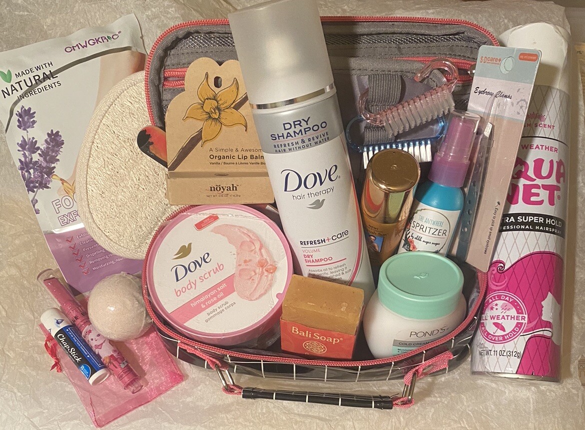 lot of beauty 18 pc DOVE BODY SCRUB DRY SHAMPO BALI SOAP PONDS SPRAY TAN & MORE