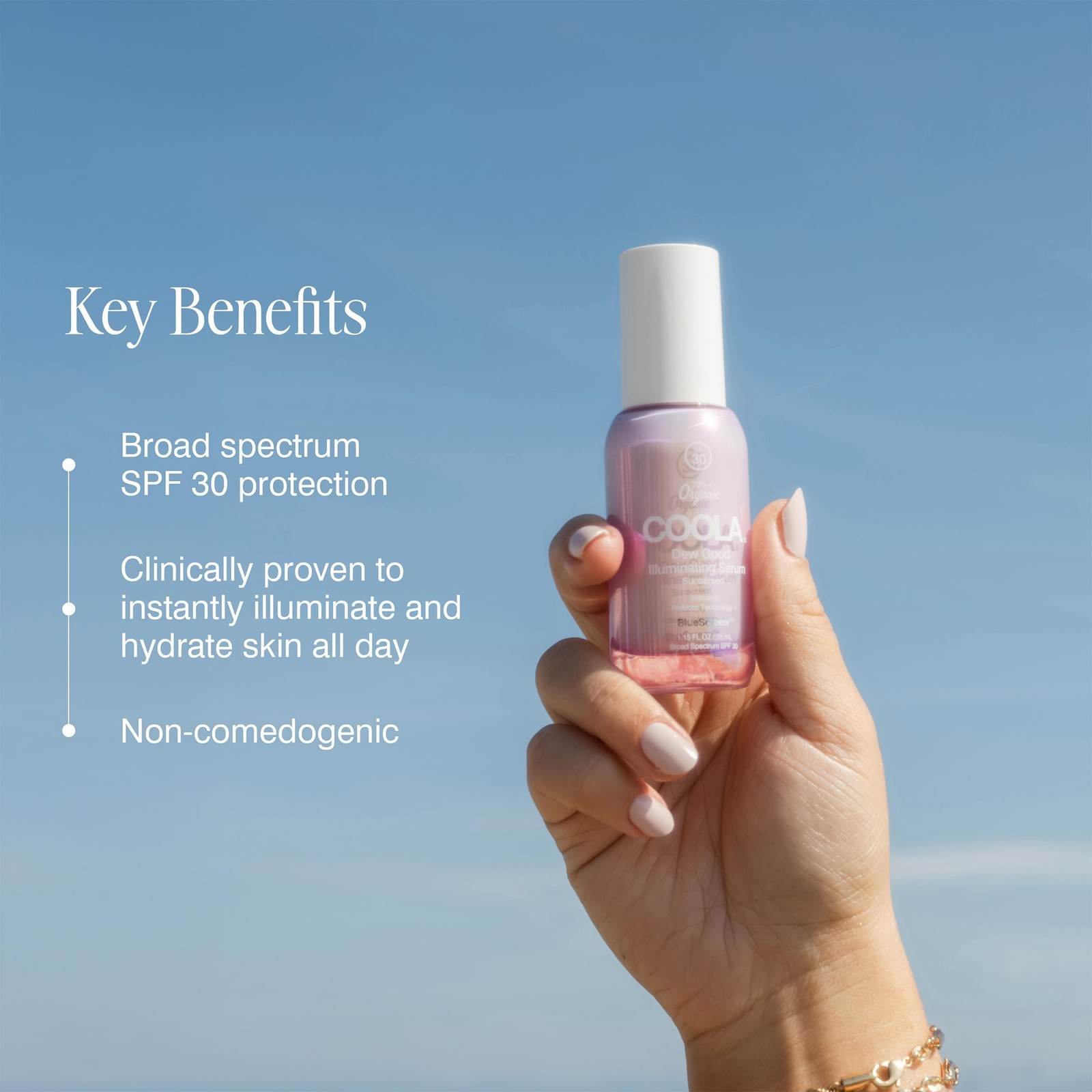 COOLA Organic Dew Good Illuminating Probiotic Serum with SPF 30, Dermatologis…