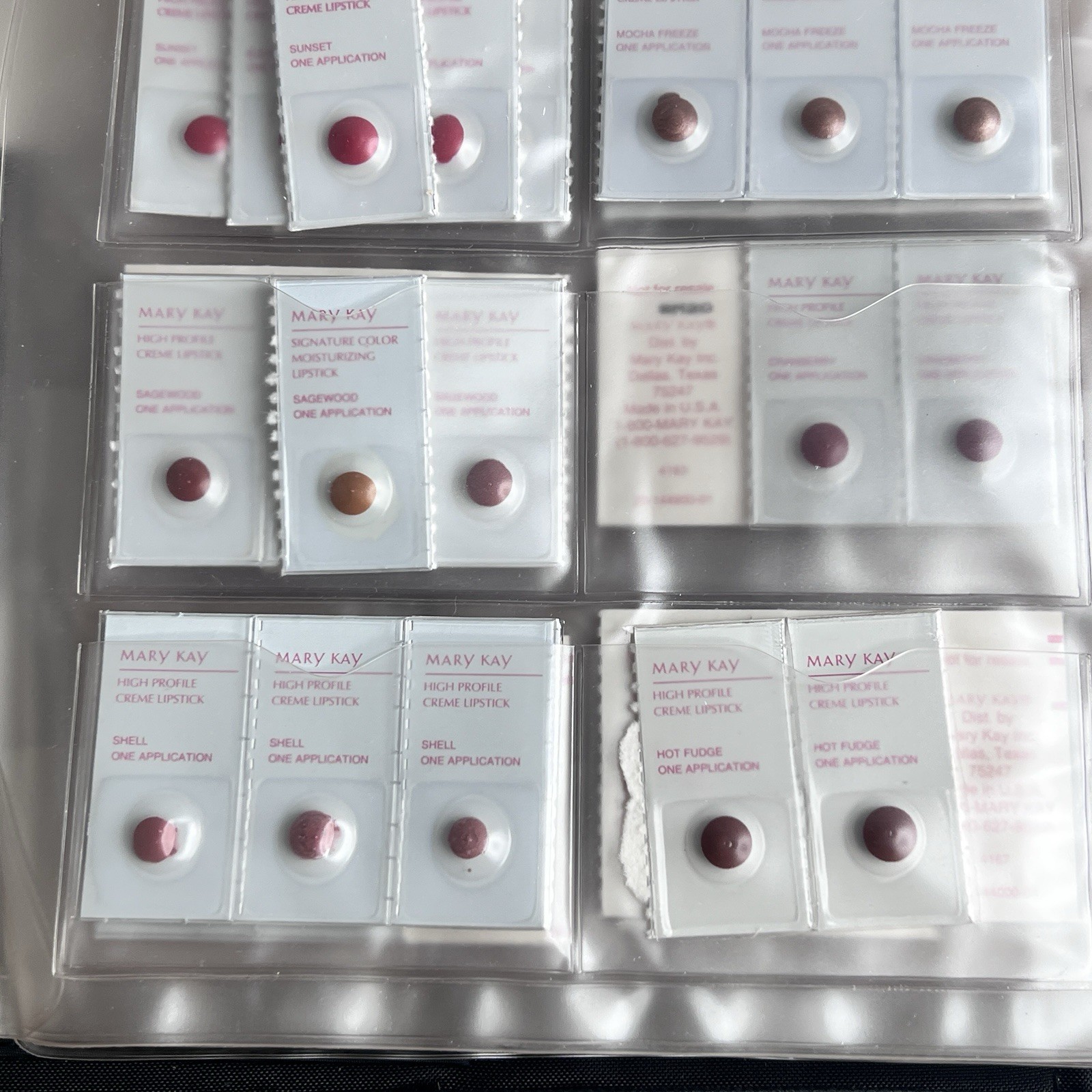 Mary Kay Samples-Foundation, Eye Colors, Cheek Colors, Lipstick in Zipper Binder