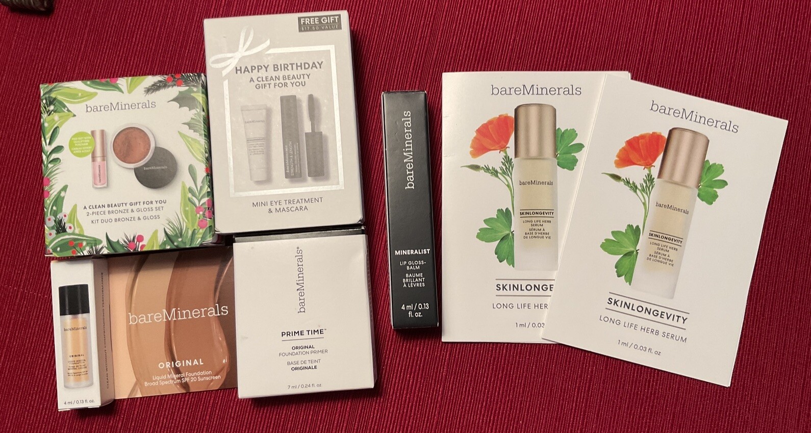 NEW BARE MINERALS LOT 7 LUX SERUM BRONZER & FULL SZ MINERALIST LIP GLOSS CLARITY