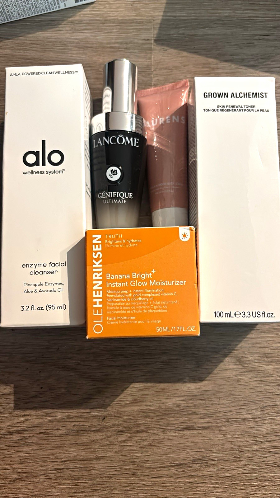 Assorted Skincare Lot Brightening Hydrating: Alo, Lancôme Génifique, Ole, Grown