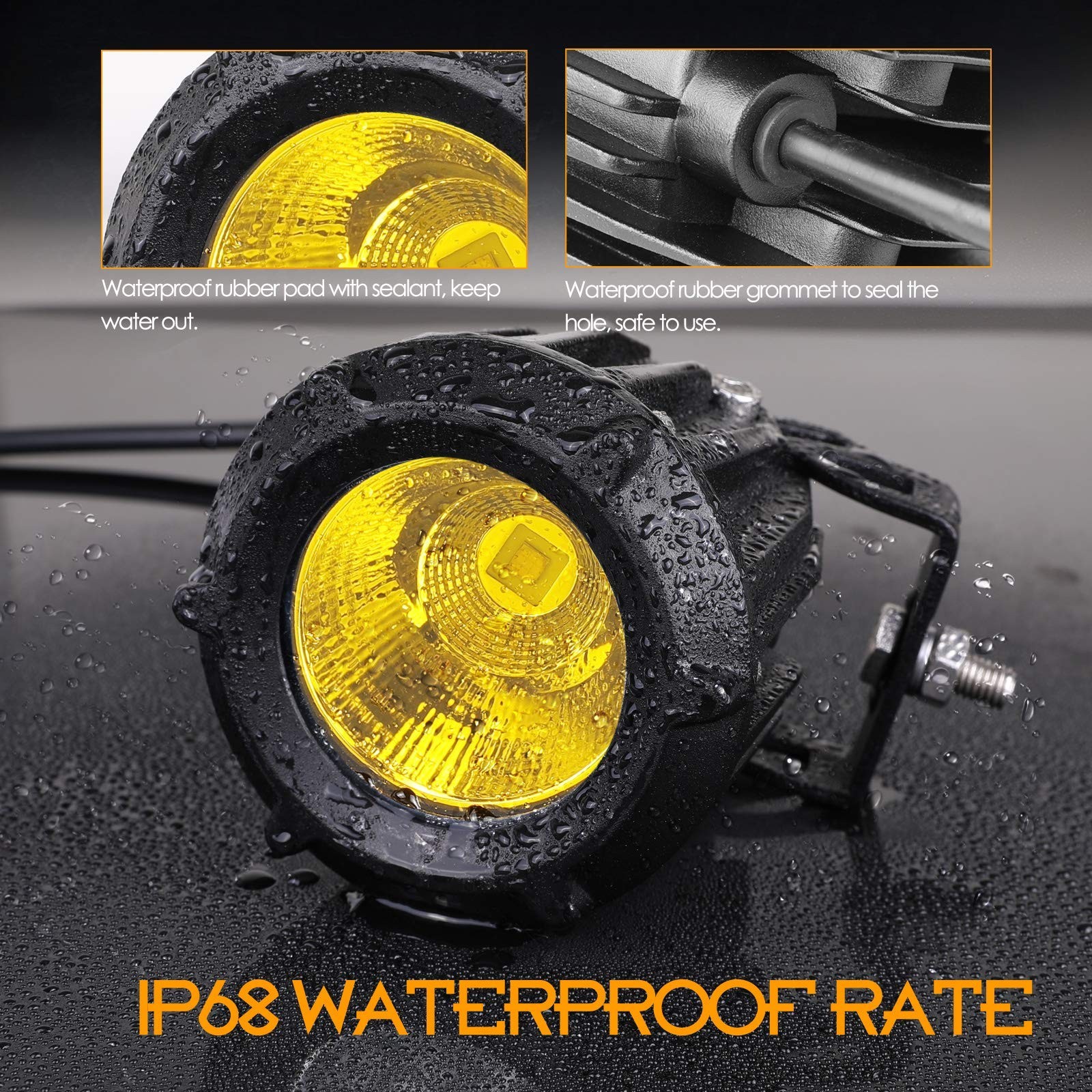 LED Driving Lights Amber, Nirider 2PCS 50W Round 3.5 Inch Fog Lights Yellow S…