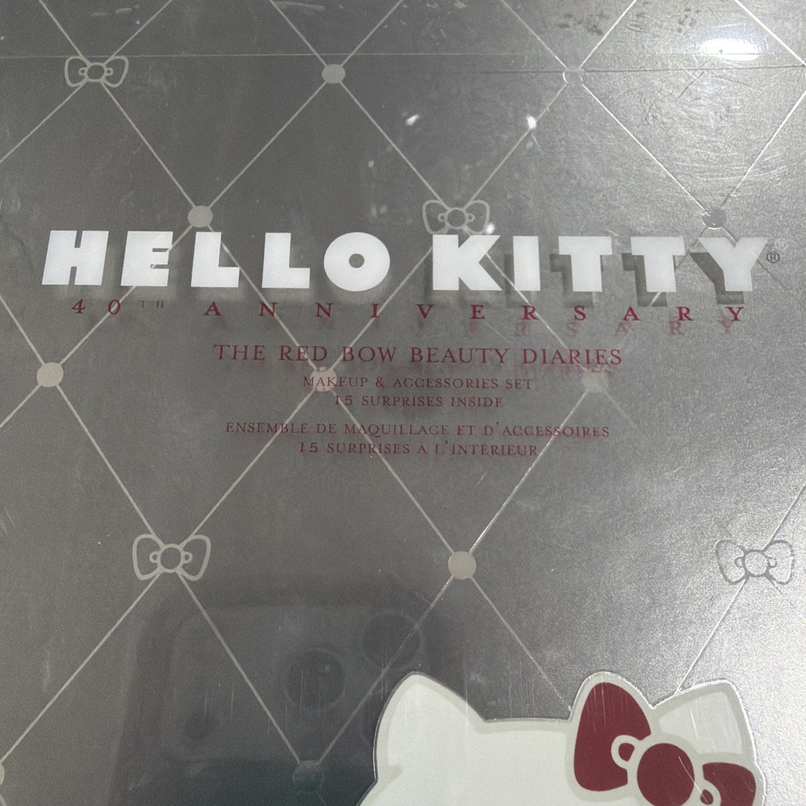 Hello Kitty The Red Bow Beauty Diaries 40th Anniversary 15 Piece Makeup Kit NEW