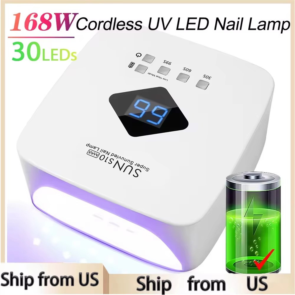 New 168W Cordless UV LED Nail Dryer Rechargeable Polish Curing Lamp 30 LEDs US