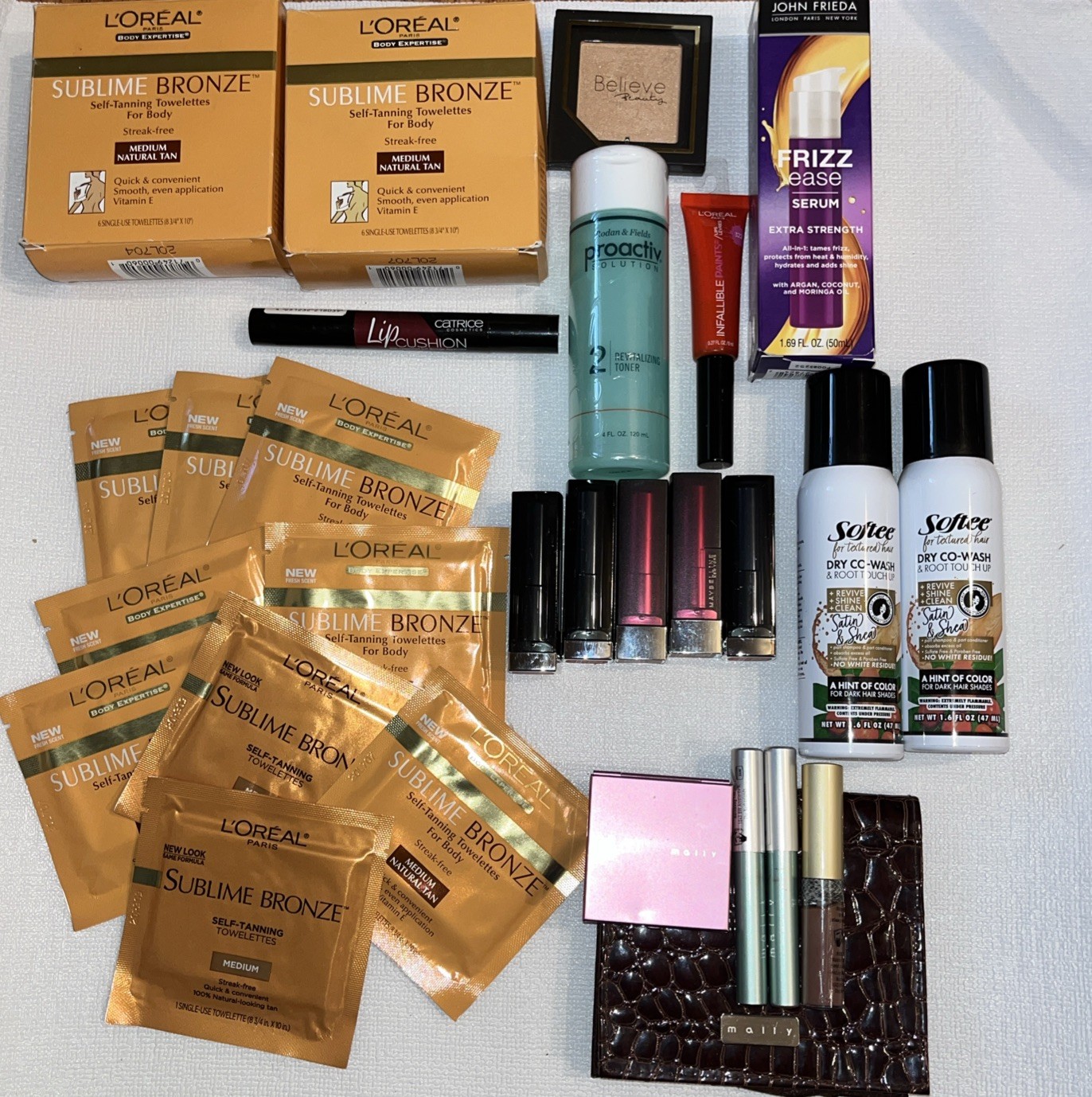 Huge 32 Piece Beauty Bundle MALLY L’Oréal Sublime Bronze Towelettes UNTESTED!
