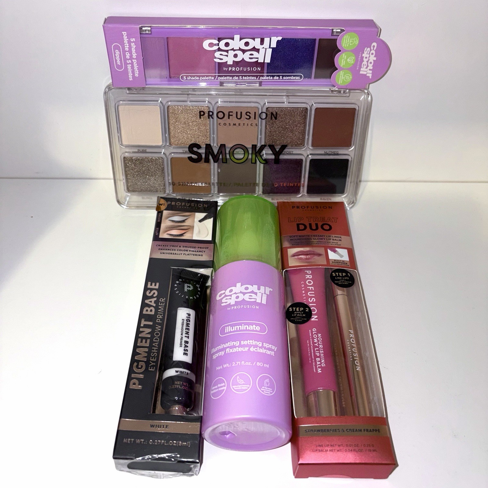 Profusion Cosmetics Makeup Bundle : Eye shadow , lip liner , Setting Spray