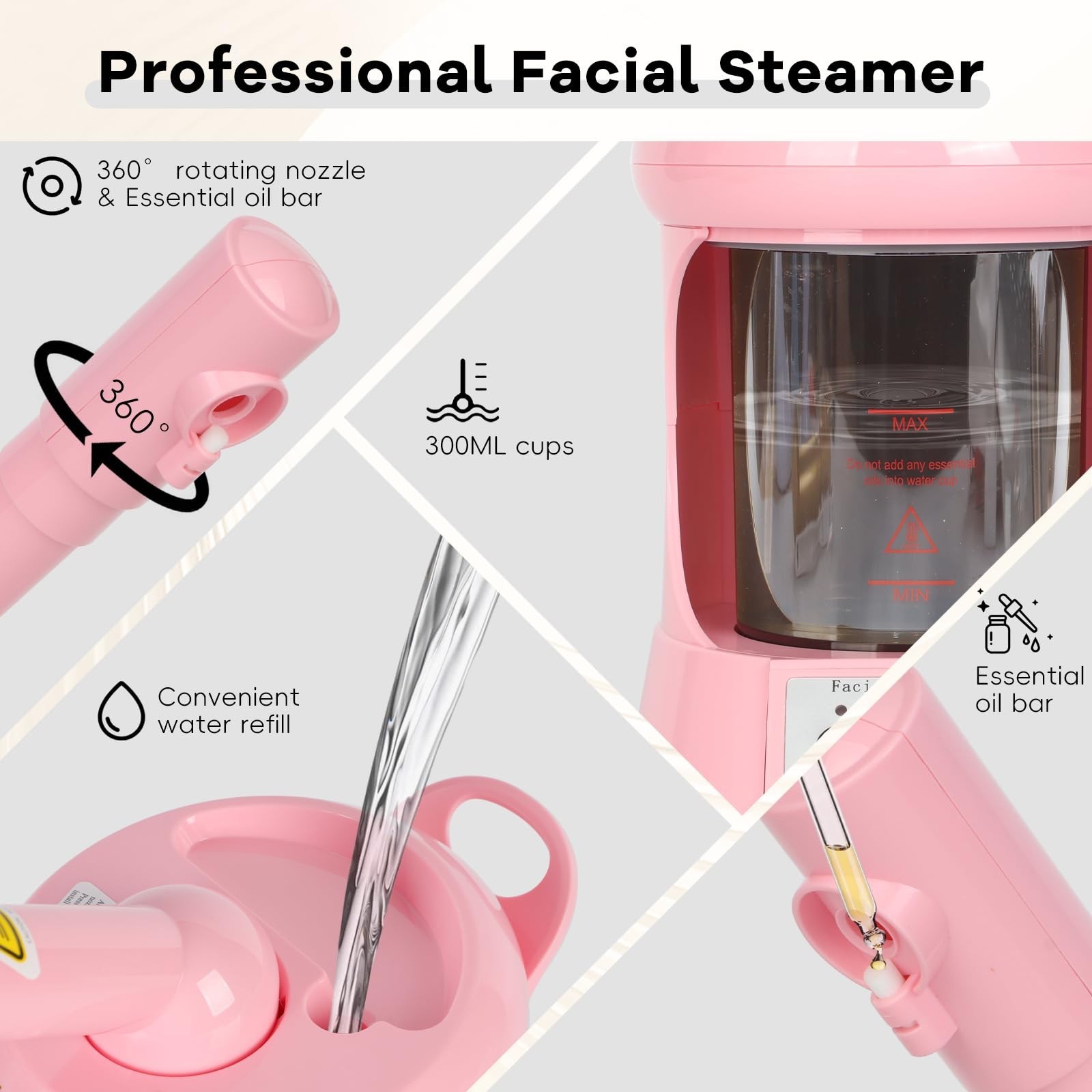 Facial Steamer Nano Ionic Face Steamer with Extendable Arm, Portable Face Ste…
