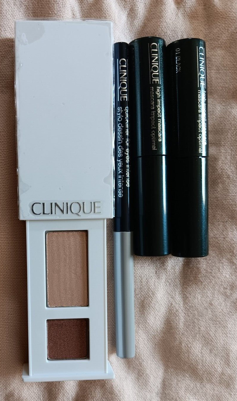 Clinique Lot Like Mink Shadow Duo High Impact Black Mascara Quickliner For Eyes