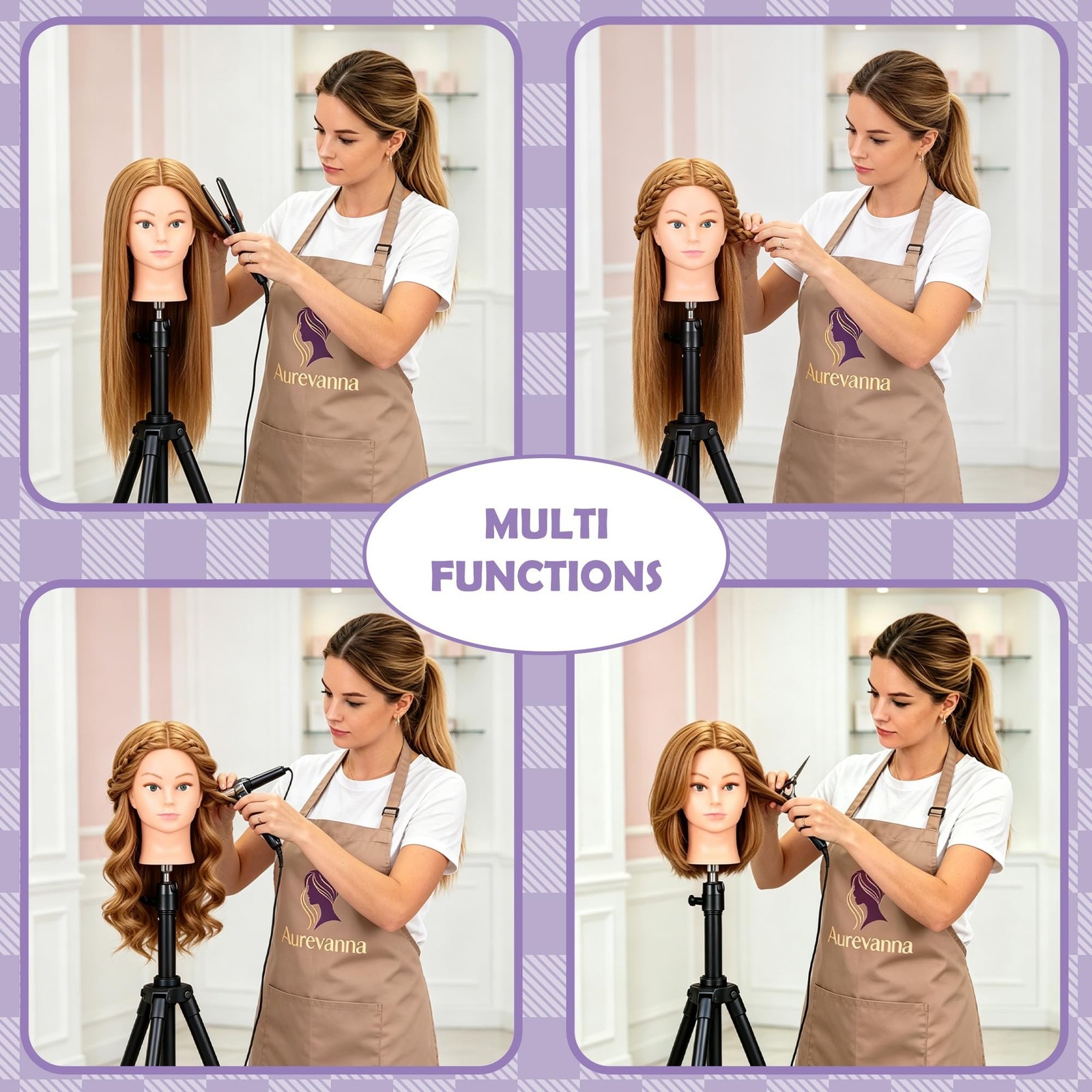 Mannequin Head with 80% Real Hair for Cosmetology, 26-28″ Light Brown Hairdre…